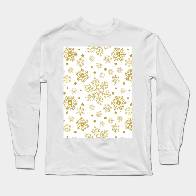 Golden snowflakes Long Sleeve T-Shirt by katerinamk